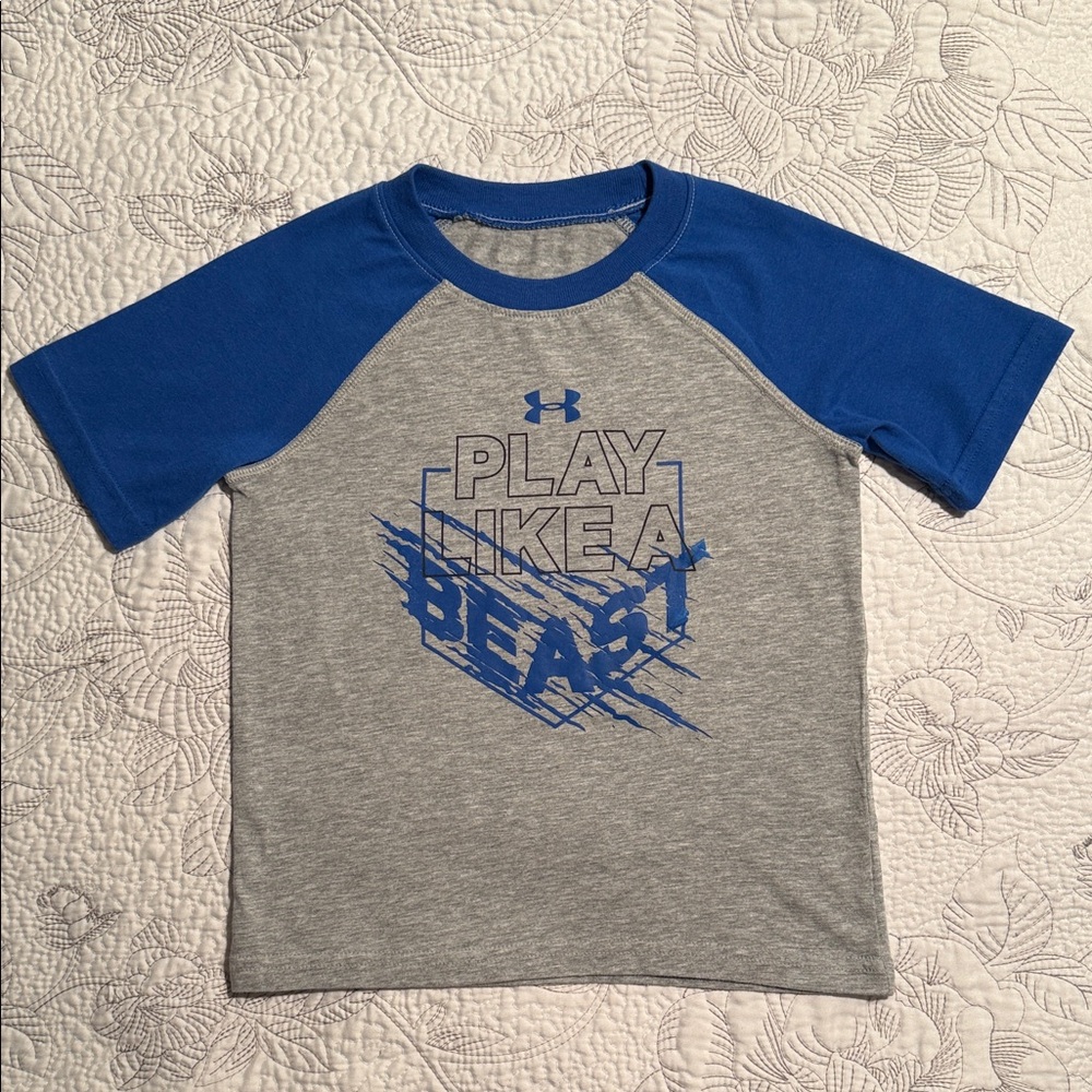 Under Armour Kids Gray and Blue Beast Tee